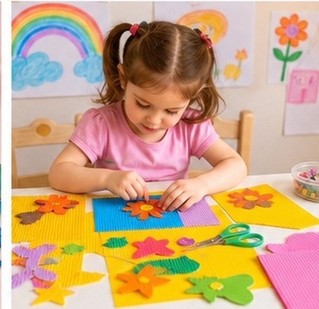 Art Craft With Paper - 40 Lembar Kertas Bergelombang Berwarna-warni, Karton